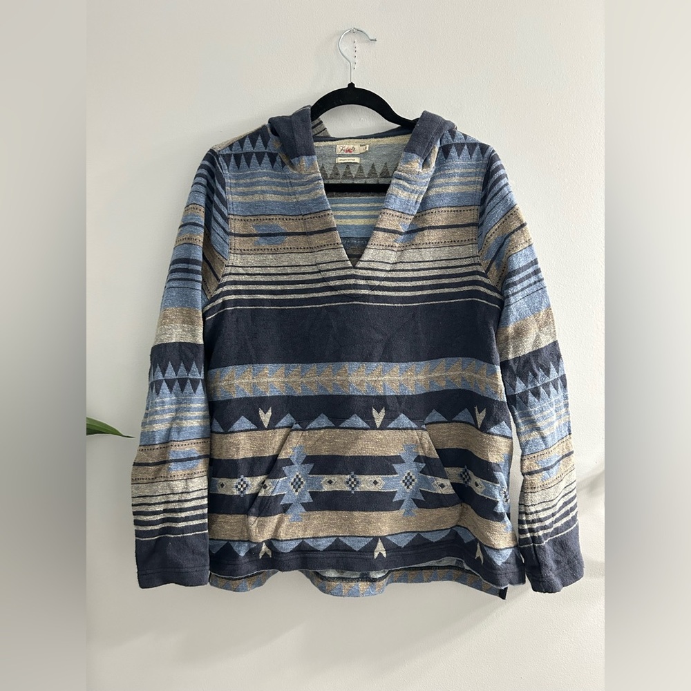 Faherty x Doug Good Feather Baja Poncho in Midnight Rising organic cotton